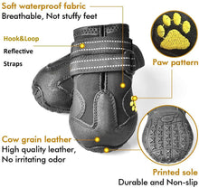 Load image into Gallery viewer, 4PCS Waterproof Dog Booties with Reflective Straps