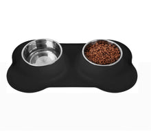 Load image into Gallery viewer, 2 Stainless Steel Dog Bowls with Silicone Mat

