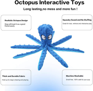 Dog Squeaky Toys Octopus - No Stuffing Crinkle Plush Dog Toys