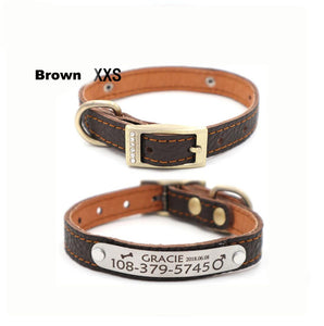 Customizable Genuine Leather Dog Collars For Small Pets